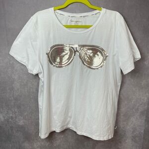 Karl Lagerfeld White T-Shirt with Silver Sequin Sunglasses